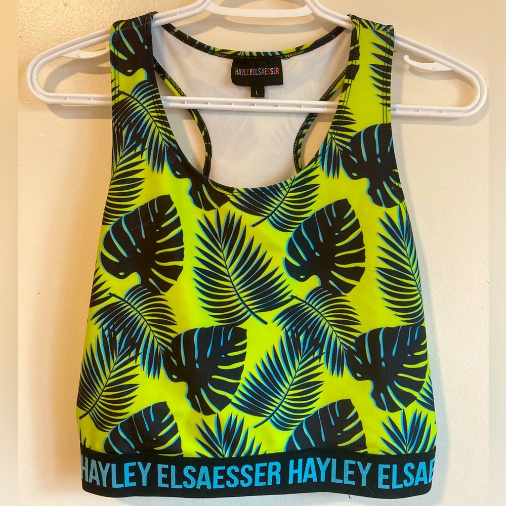Hayley Elsaesser Palm Leaf Sports Bra Top Women’s Size Large